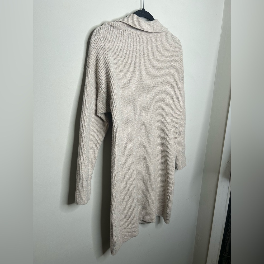 Hollister Co Collared Knit Sweater Jumper Short Mini Long Sleeve V Neck Beige XL - Picture 7 of 10